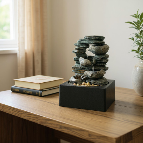 Led water fountain stone cliff - led,