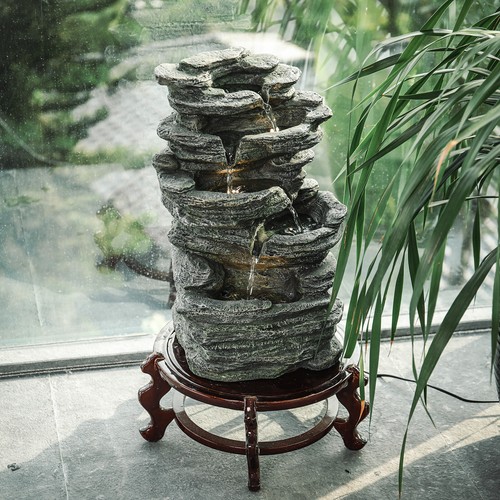 Stone fountain water feature - water,